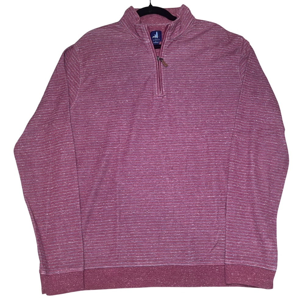 johnnie-O Quarter Zip Pullover Mens XL Maroon Striped Cotton Lyocell Blend